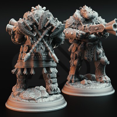 Giff dragon-hunter from DM Stash's Rise of the Dragon set. Total height apx. 50mm. Unpainted resin miniature - image3